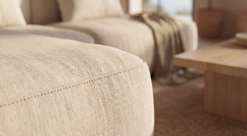 Textura del sofá de lino natural
